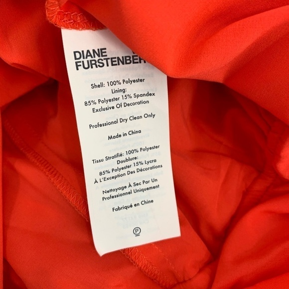DVF Diane von Furstenberg Ria Spicy Orange pleated shift dress chiffon new 0 - Picture 7 of 7